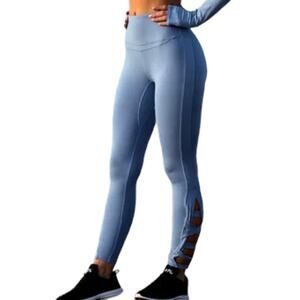 Free People Movement Light Blue Very Prairie Side Lace Leggings Size Small